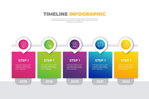 화려한 그라데이션 타임 라인 infographic