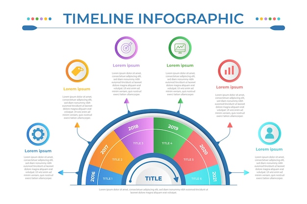 화려한 그라데이션 타임 라인 infographic