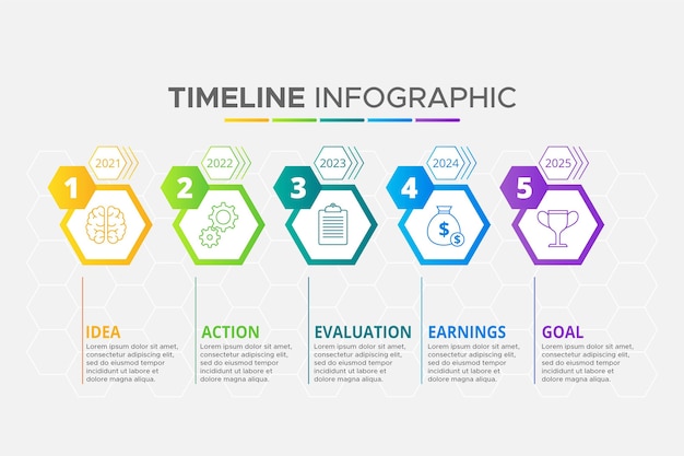 화려한 그라데이션 타임 라인 infographic