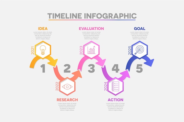 Colorful gradient timeline infographic