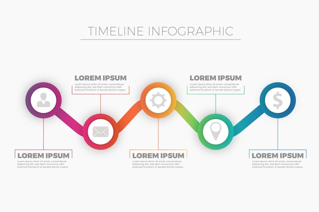 Красочный градиент временной шкалы инфографики
