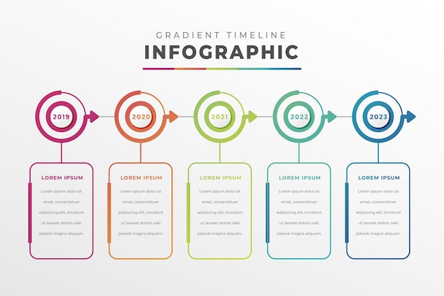 Colorful gradient timeline infographic