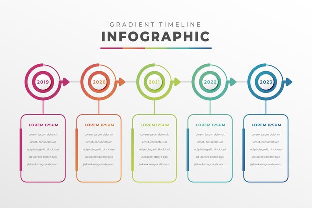 Красочный градиент временной шкалы инфографики
