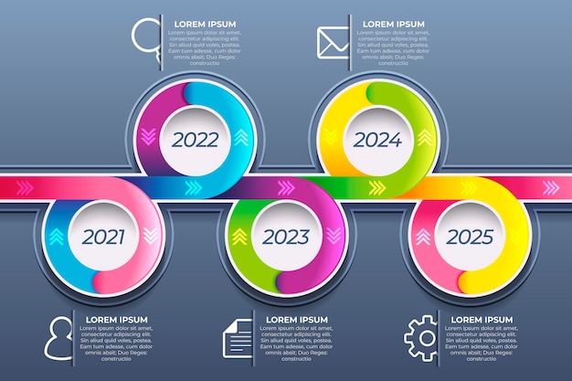 Free vector colorful gradient timeline infographic