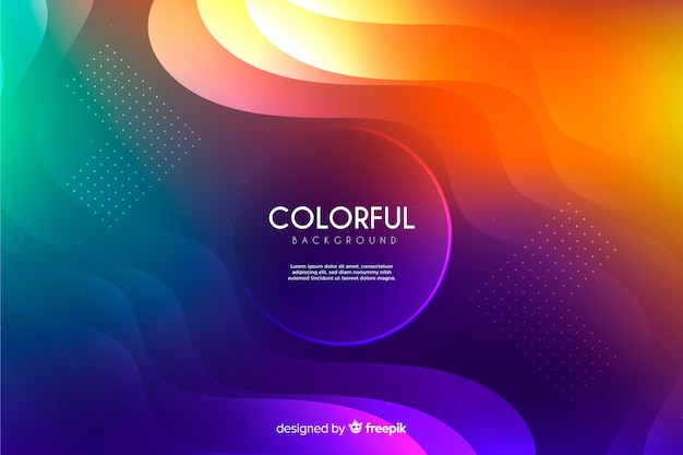 Colorful gradient wavy shapes background