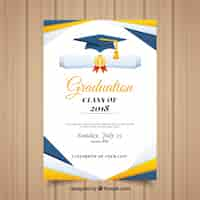 Free vector colorful graduation invitation template with flat design