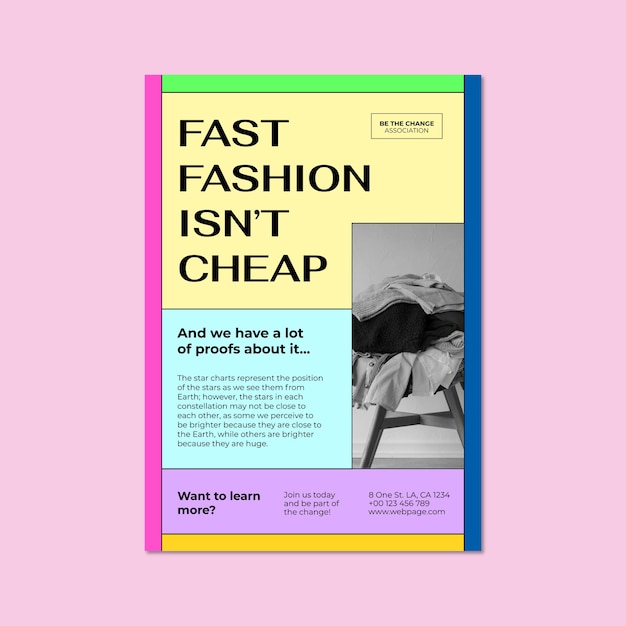 Colorful grid fast fashion isn't cheap poster