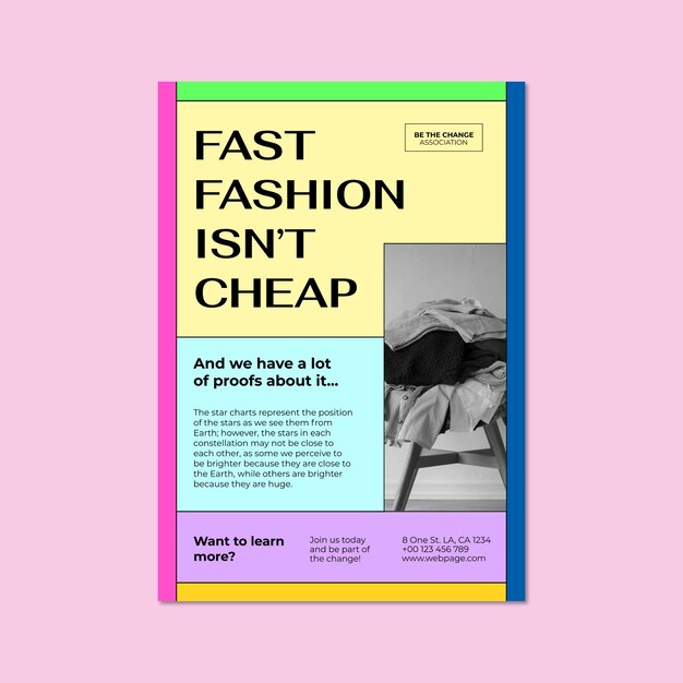 colorful grid fast fashion isn't cheap poster