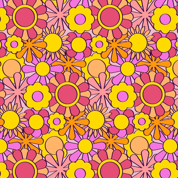 Colorful groovy floral pattern