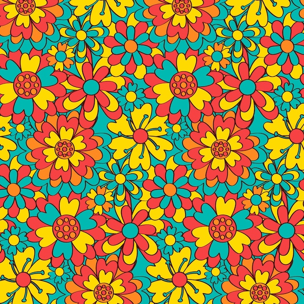 Free vector colorful groovy floral pattern