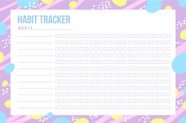 Free vector colorful habit tracker template