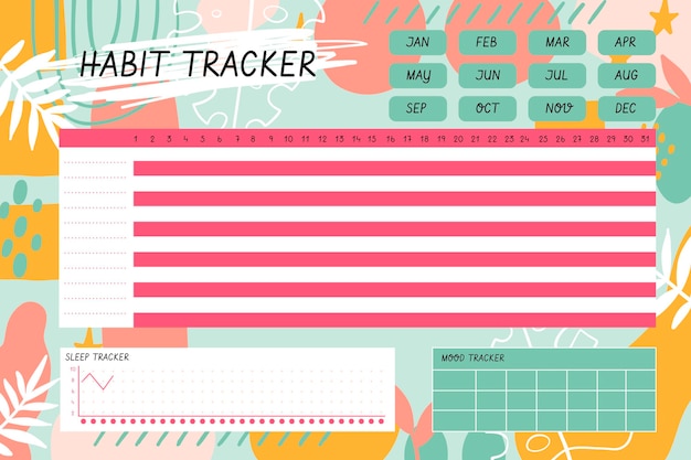 Colorful habit tracker template