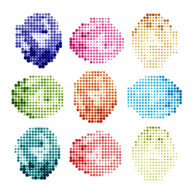 Free vector colorful halftone circle designs