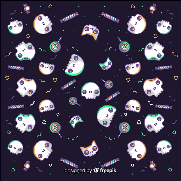 Colorful halloween background with flat design