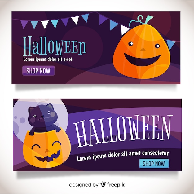 Bandiere variopinte di halloween con design piatto