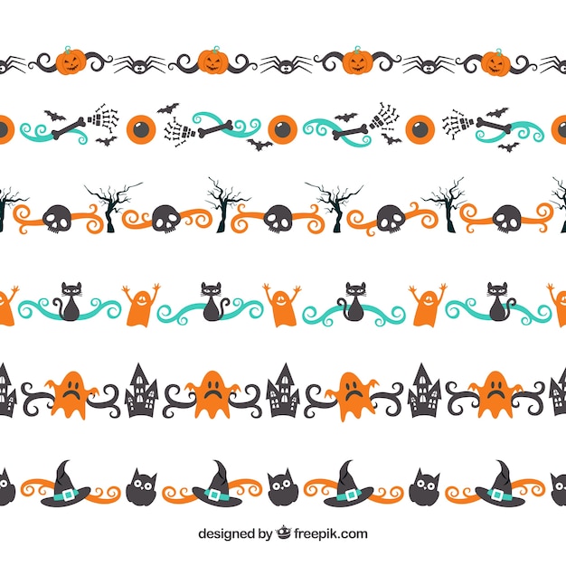 Free vector colorful halloween border pack