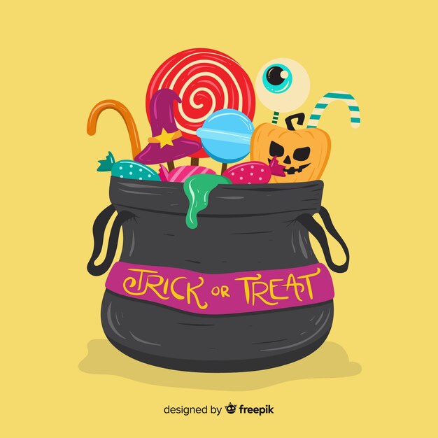 colorful halloween candy bag background