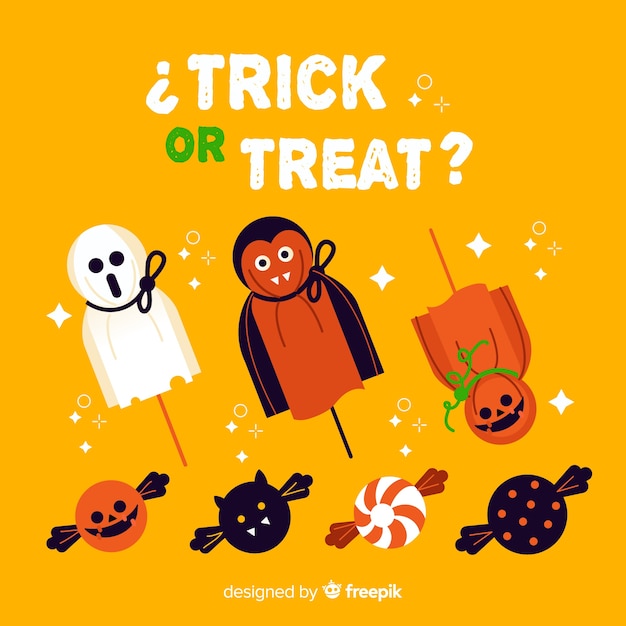 Free vector colorful halloween candy collection with flat design