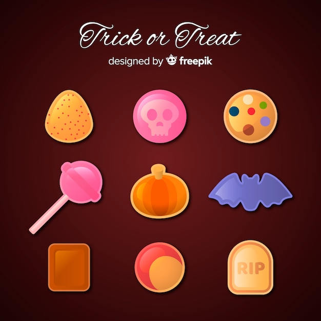 Free vector colorful halloween candy collection with realistic design