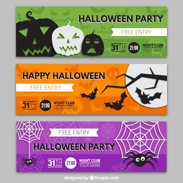 Colorful halloween party banners