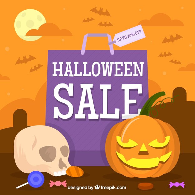 無料ベクター カラフルなハロウィンの販売の背景