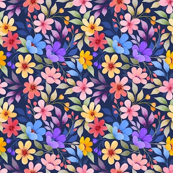 Colorful hand draw flowers seamless pattern