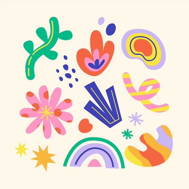 Colorful  hand drawn abstract shape pack
