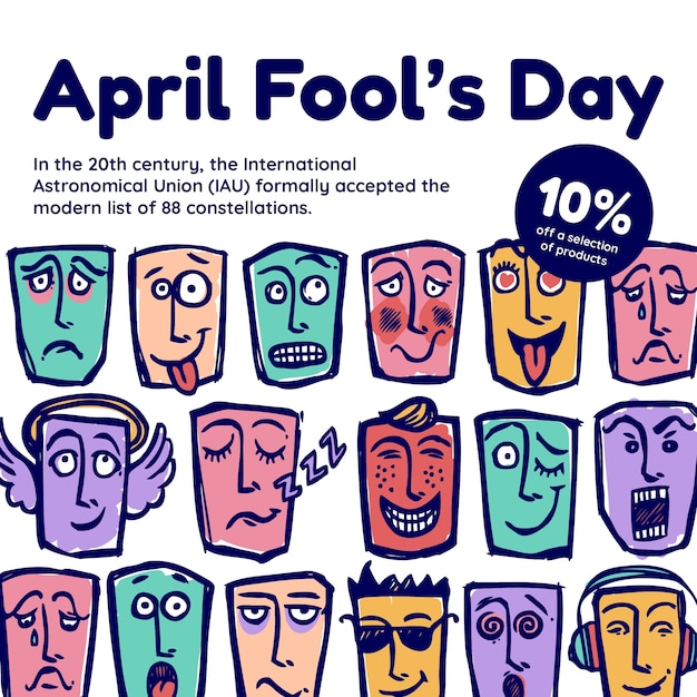 Free vector colorful hand drawn april fools' day instagram post