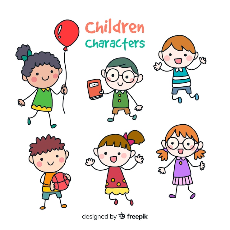 無料Vector カラフルな手描きの子供のコレクション