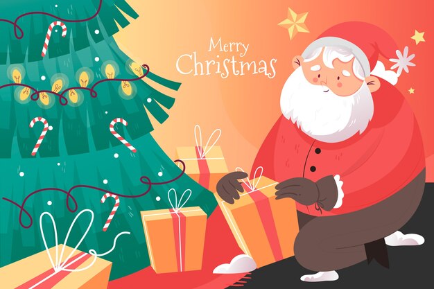 Colorful hand drawn christmas background