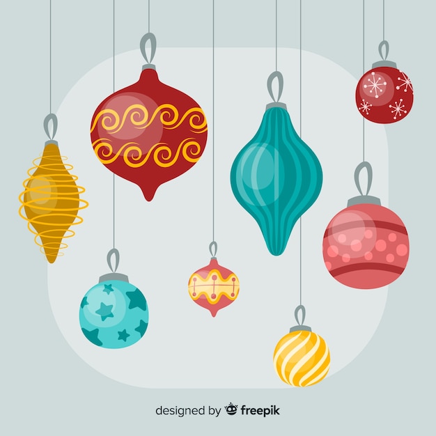 Colorful hand drawn christmas ball collection