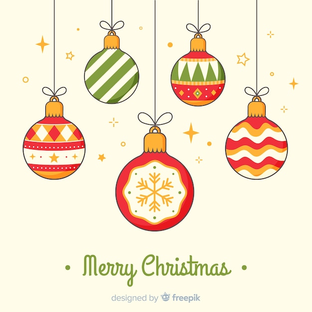 Free vector colorful hand drawn christmas ball collection