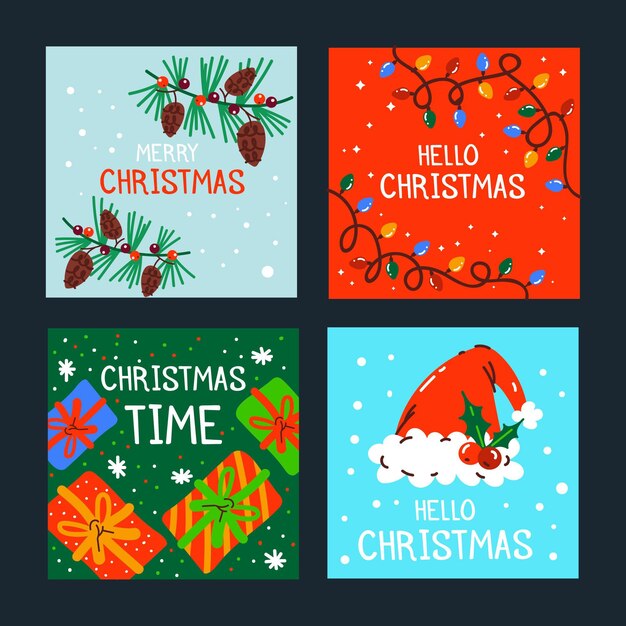 colorful hand drawn christmas cards