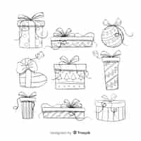 Free vector colorful hand drawn christmas gift collection