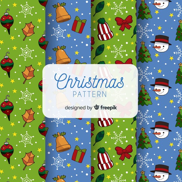 Colorful hand drawn christmas pattern collection