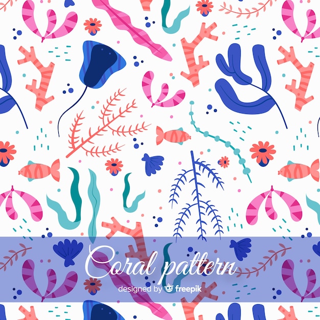 Colorful hand drawn coral pattern