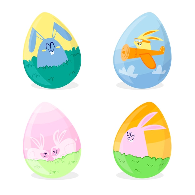 Free vector colorful hand drawn decorative easter eggs collection