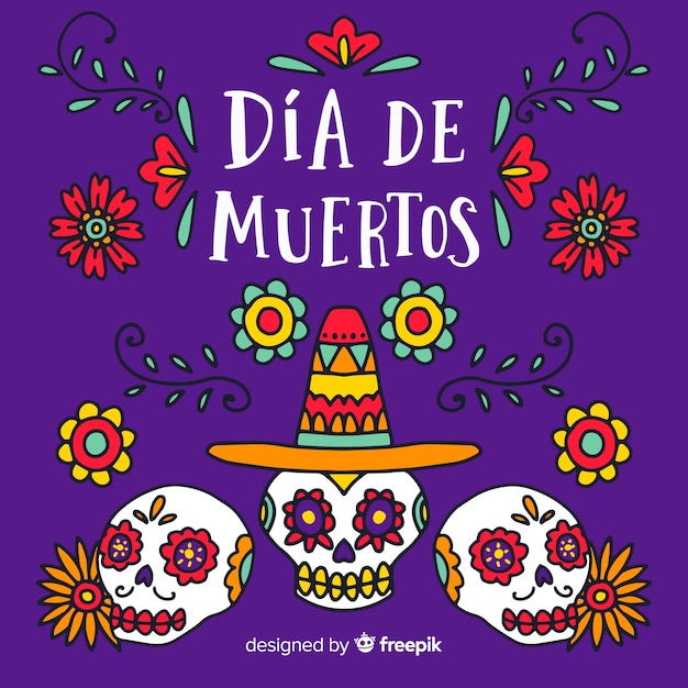 Fondo disegnato a mano variopinto di de muertos