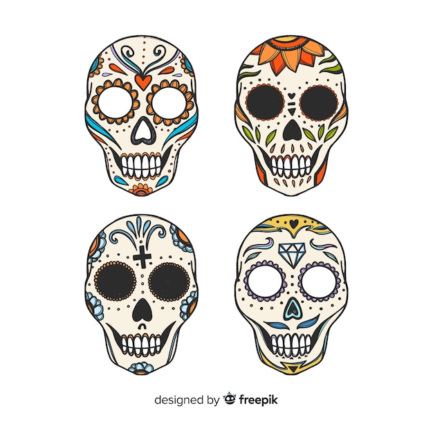 Free vector colorful hand drawn día de muertos background