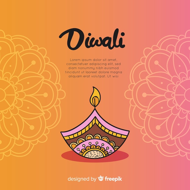 Free vector colorful hand drawn diwali background