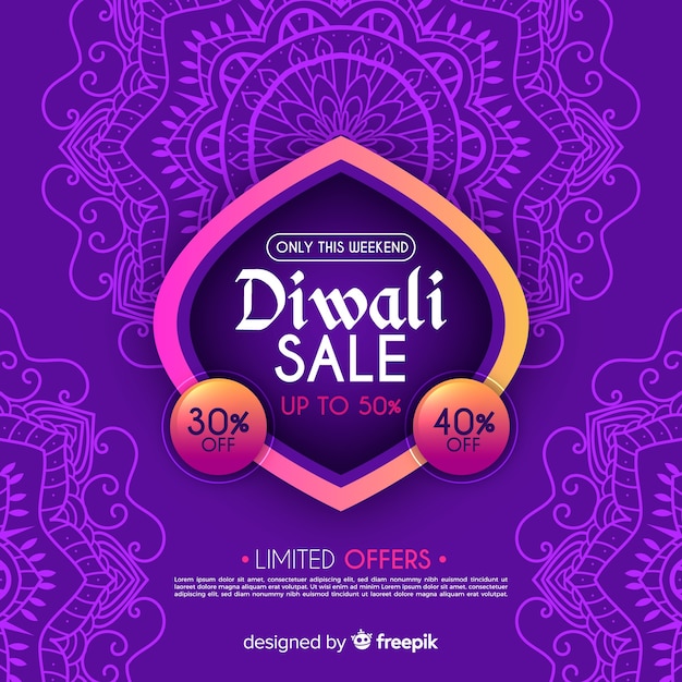 Colorful hand drawn diwali sale composition