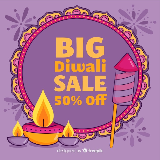 Free vector colorful hand drawn diwali sale composition