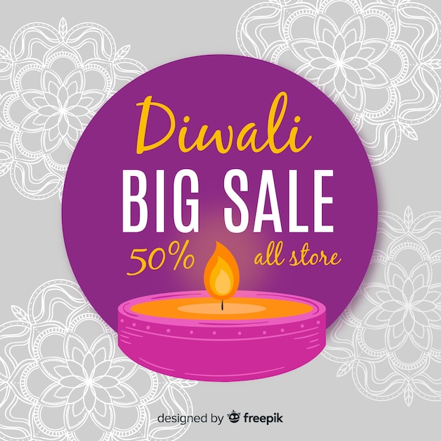 Composizione di vendita di diwali disegnato a mano variopinto