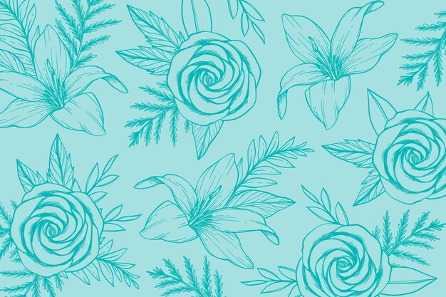 Colorful hand drawn floral background