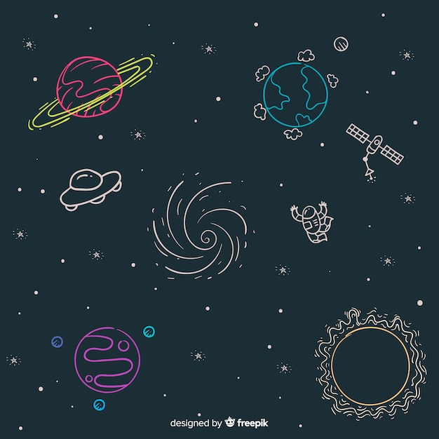 Free Vector colorful hand drawn galaxy background
