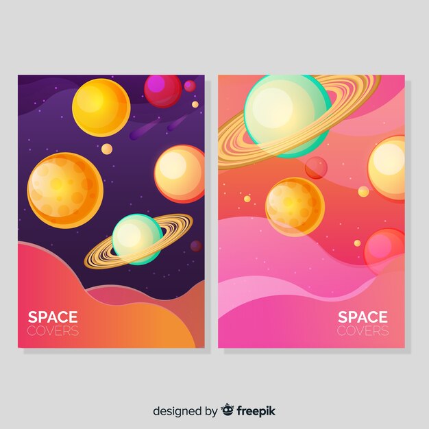 Colorful hand drawn galaxy banner template