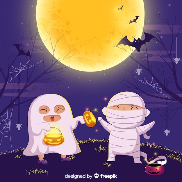 Colorful hand drawn halloween background