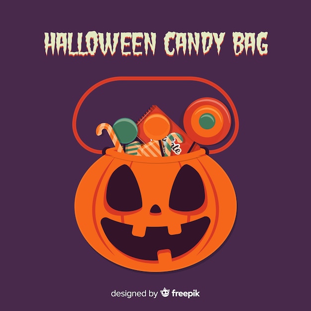 Colorful hand drawn halloween candy bag