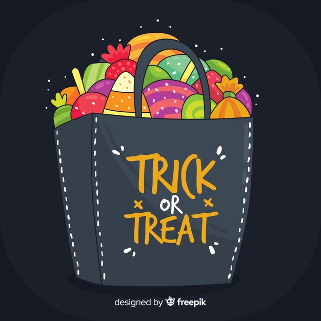 Free vector colorful hand drawn halloween candy bag