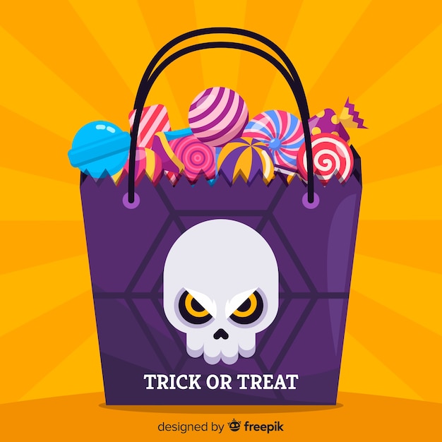 Free vector colorful hand drawn halloween candy bag